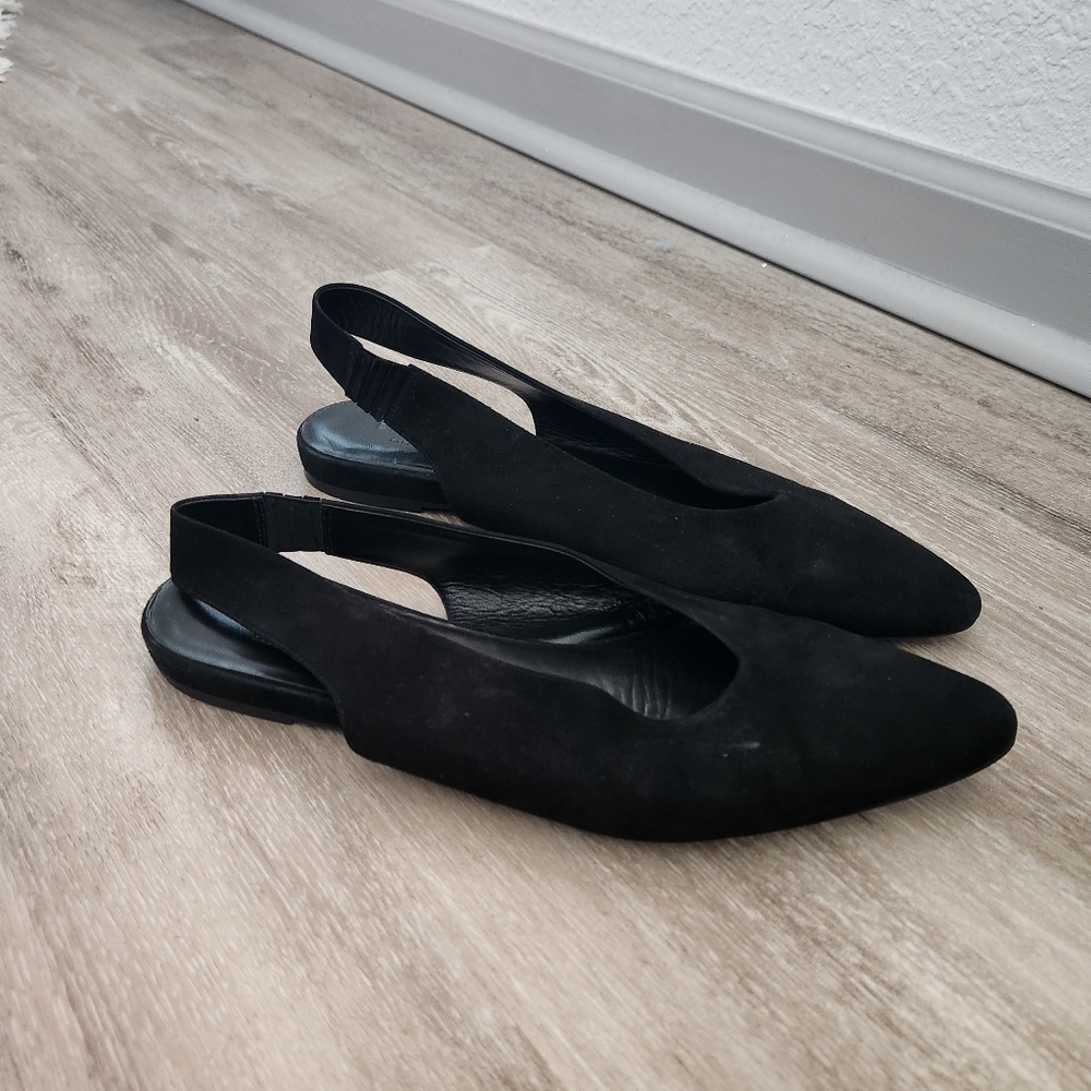 Everlane V Sling Back Suede Black